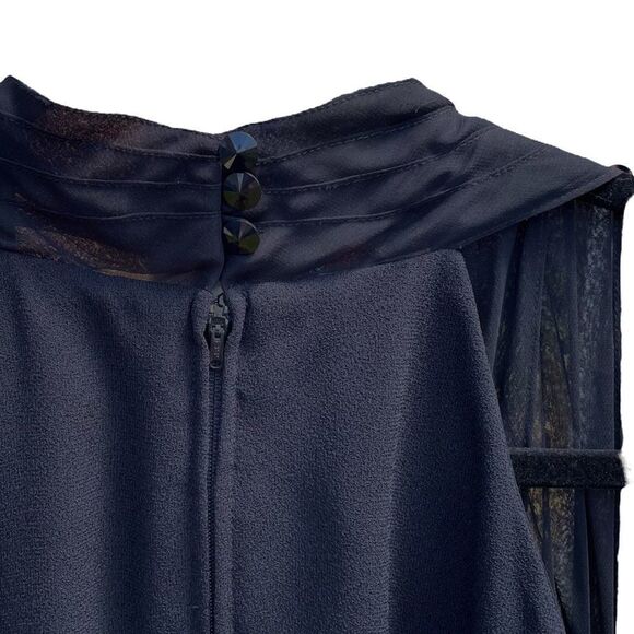 Morton Myles For The Warrens Dress Midi Black Silk Cocktail Vintage Women 4 - Picture 7 of 9